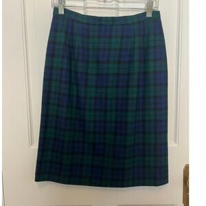 Vintage Pendleton Womens 8 Tartan Plaid Skirt Blue Green 100% Virgin Wool Pencil